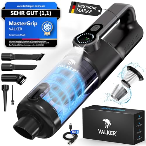 VALKER® Handstaubsauger Akku [TESTSIEGER] Starke Saugleistung 80000 RPM