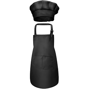 Mtsebmves Kids Craft Chef Apron and Hat Set Adjustable Cooking Apron with Pocket