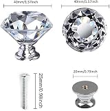 nuosen 4 Pcs Crystal Knobs 40 mm Diamond Drawer Cabinet Door Pulls view 4