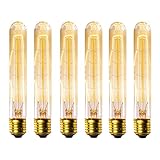 Tubular Edison Bulbs, KINGSO Dimmable Vintage light bulbs 60W Nostalgic Filament Incandescent Antique Light Bulb E27 Base T30 110V Length of 7.28 inches - 6 Pack