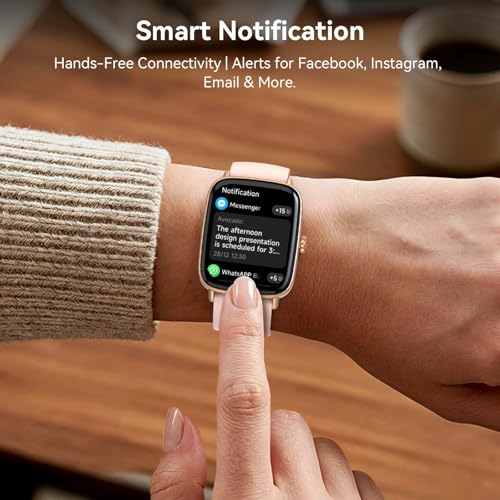 Smart Watch for Women, 1.85" HD AMOLED Fitness Tracker (Answer/Call) with 24/7 Heart Rate/Sleep/SpO2 Monitor for iPhone & Android, 120+ Sports Modes Smartwatch with IP68 Waterproof, 2 Bands