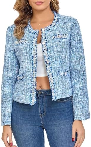 Amazon.com: ZJFZML Tweed Outwear Short Jacket Coat Luxury Full