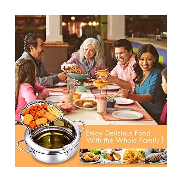 Deep-Fryer-Pot304-Stainless-Steel-with-Temperature-Control-and-Lid-Japanese-Style-Tempura-Fryer-Pan-Uncoated-Fryer-Stainless-Steel-Cookware-Gas-Stove-Silver-20cm79inch Deep Fryer Pot,304 Stainless Steel with Temperature Control and Lid Japanese Style Tempura Fryer Pan Uncoated Fryer…