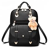 Soft Leather Backpack Lovely Schoolbag Shoulder Bag Sports Knapsack (black)