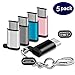 Micro USB Female to USB Type C Male Adapters 5 Pack Charger Cable Converter with Keychain Connector For Samsung Galaxy S10 S9 S8 Plus Note 9 8 LG G7 G6 G5 V40 V30 V20 Moto Z3 Z2 Z Google Pixel 3 2 XL