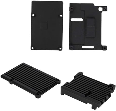 Dgtrhted CNC de aleación de Aluminio Caso del recinto de Caja de protección y sin Ventilador for Raspberry Pi 4B (Negro)