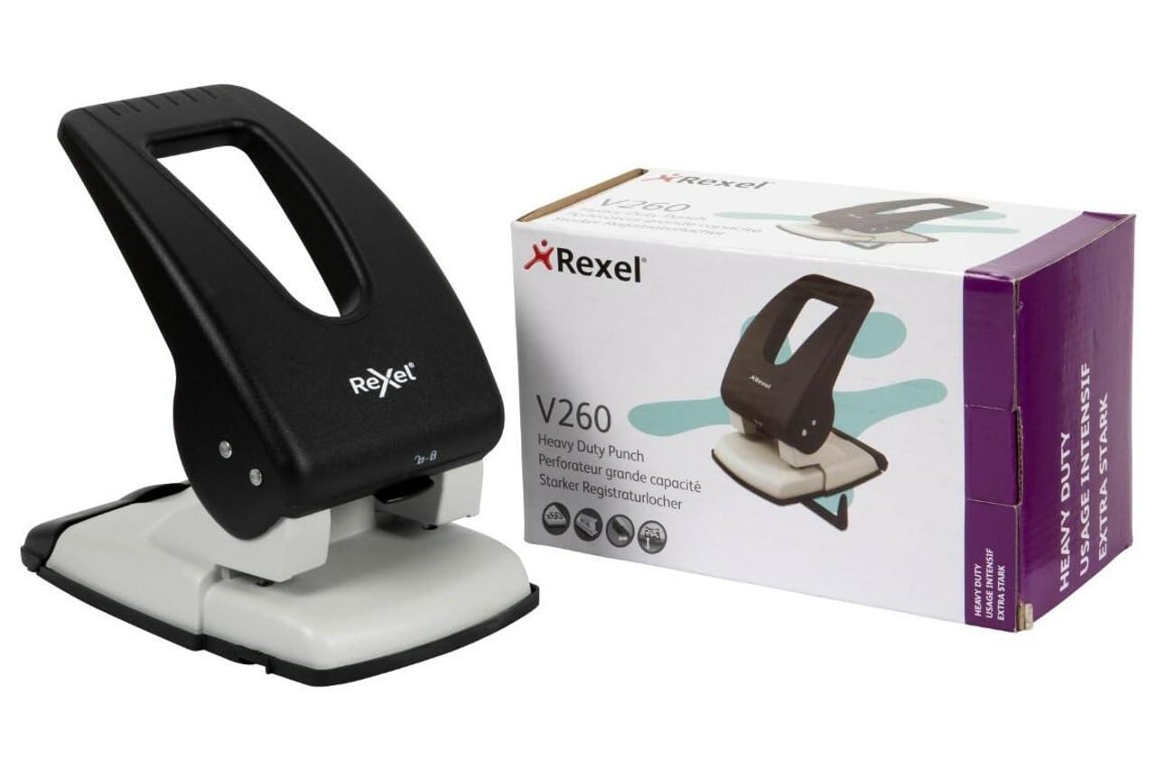 5 Star Punch Heavy-duty 2-Hole Metal with Plastic Base Capacity 65x 80gsm Black