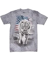 Authentic The Mountain Patriotic Tiger Tee Shirt Men, Gray-Small