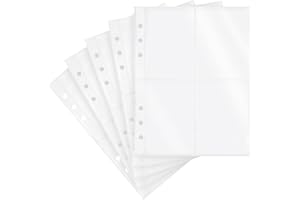 Dajino 20 Sheets Clear Binder Sleeves Pocket Sheets Protectors Double Sided Plastic Sleeves for Binder Refill, Photo Card Sticker Organizer Pocket Pages Binder Inserts for 6 Ring A5 Binder (4-Pocket)