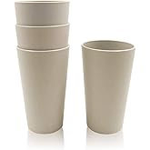 Roucerlin 4 Pack 20 OZ Wheat Cup, Unbreakable Reusable Wheat Straw Drinking Cup, Coffee, Tea, Water, Beer, Milk, Juice, Stackable Travel (Beige)