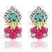 JQUEEN Full Colorful Crystal Waterdrop Shape Flower Gem Resin Dangle Drop Earrings For Women