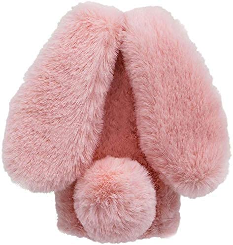 Unichthy For iPhone 16 Pro Case for Girls Glitter Gems Plush Cute Cover Fluffy Rabbit Ears Soft Gel Phone Case Warm Winter Back Lovely Bunny Shockproof Bumper Cover for iPhone 16 Pro - Pink