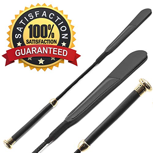 18" Real Riding Crop Gold Handle with Genuine Leather Bull Top | Premium Quality Crops | Equestrianism Horse Crop