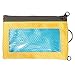Chums Surfshorts Wallet - Lightweight Zippered Minimalist Wallet with Clear ID Window - Water Resistant with Key Ring (Mustard/Horizon Blue),One Size,18401172