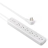 Amazon Basics Surge Protector Power Strip, 6-Outlet, 790 Joules, 6ft Extension Cord, White