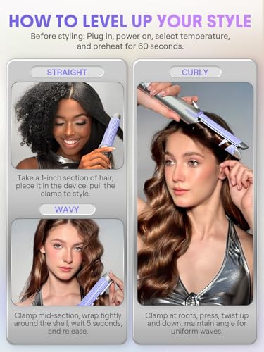 SHEGLAM 360° Airflow 2 in 1 Straightener and Curler Cool Air Curling Iron | Airflow Styler, Manual, Anti-Scald Flat Iron, 1 inch, Fast Curling Straightening, Less Damage, Lasting Curls, Dual Voltage