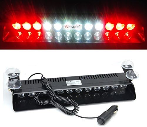 Wecade 12w 12 Leds Car Truck Emergency Strobe Flash Light Windshield Warning Light (Red/White/White/Red) by wecade