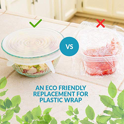 Couvercles en Silicone, Phyles 6 pcs Couvercles Extensibles en Silicone Réutilisable Couvercle Universel/Conservation des aliments, Protection Alimentaire, Convient au Micro-ondes/le four/le frigo