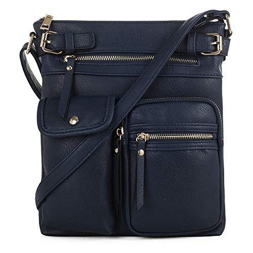 SG SUGU Katie Lightweight Medium Crossbody Bag Shoulder Bag with Multi Pocket for Women NAVY