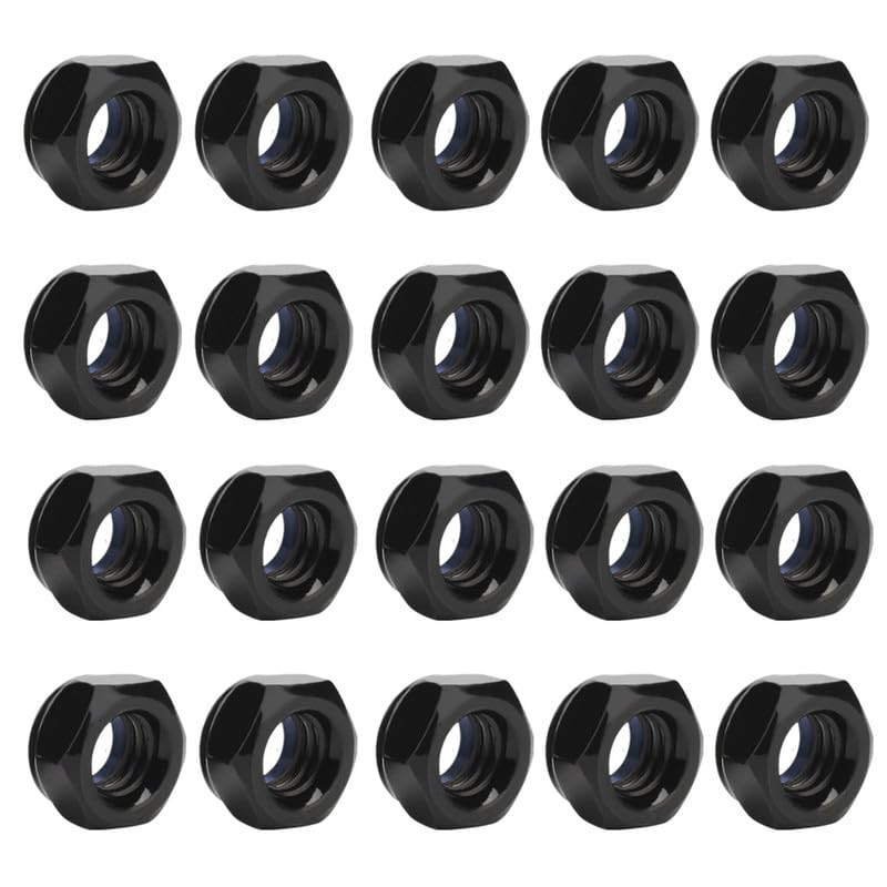 20 Pcs Lock Nuts M8, Stainless Steel Thread Hex Nuts, Black Bright Finish for Machine, Furniture Fastening