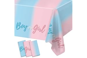 STARAISE 3PCS Plastic Gender Reveal Tablecloths,Gender Reveal Party Supplies Disposable Pink and Blue Table Cover for Boy or Girl GenderReveal Parties Baby Shower Birthday Party Decorations, 51.2X 86.6inch