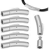 UNICRAFTALE 6 Sets Bayonet Clasp 304 Stainless Steel Bayonet Necklace Clasps with Push Button Column Clasp 4mm Hole Cord Column Leather Cord Push End Cap Snap for Jewelry Making