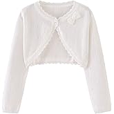 Miccina Toddler Girls Cardigan Sweater Bolero Shrug Baby Kids Long Sleeve Cropped Dress Up Button Closure Jacket Tops