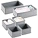 mDesign Soft Fabric Dresser Drawer and Closet Storage Organizer for Kids/Toddler Room, Nursery, Playroom, Bedroom - Textured Print - Organizing Bins in 2 Sizes - Set of 6 - Gray