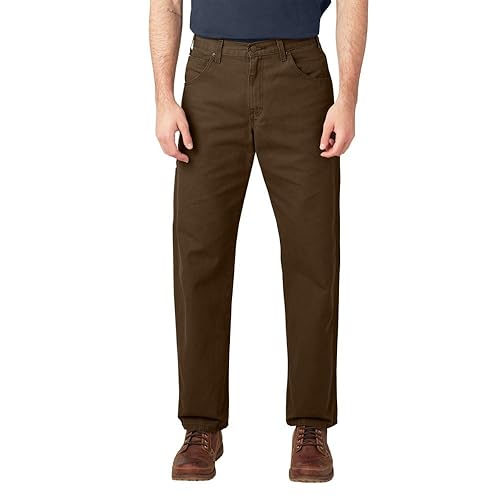Dickies Men's Relaxed Fit Straight-Leg Duck Carpenter Jean, Brown, 40W x 34L