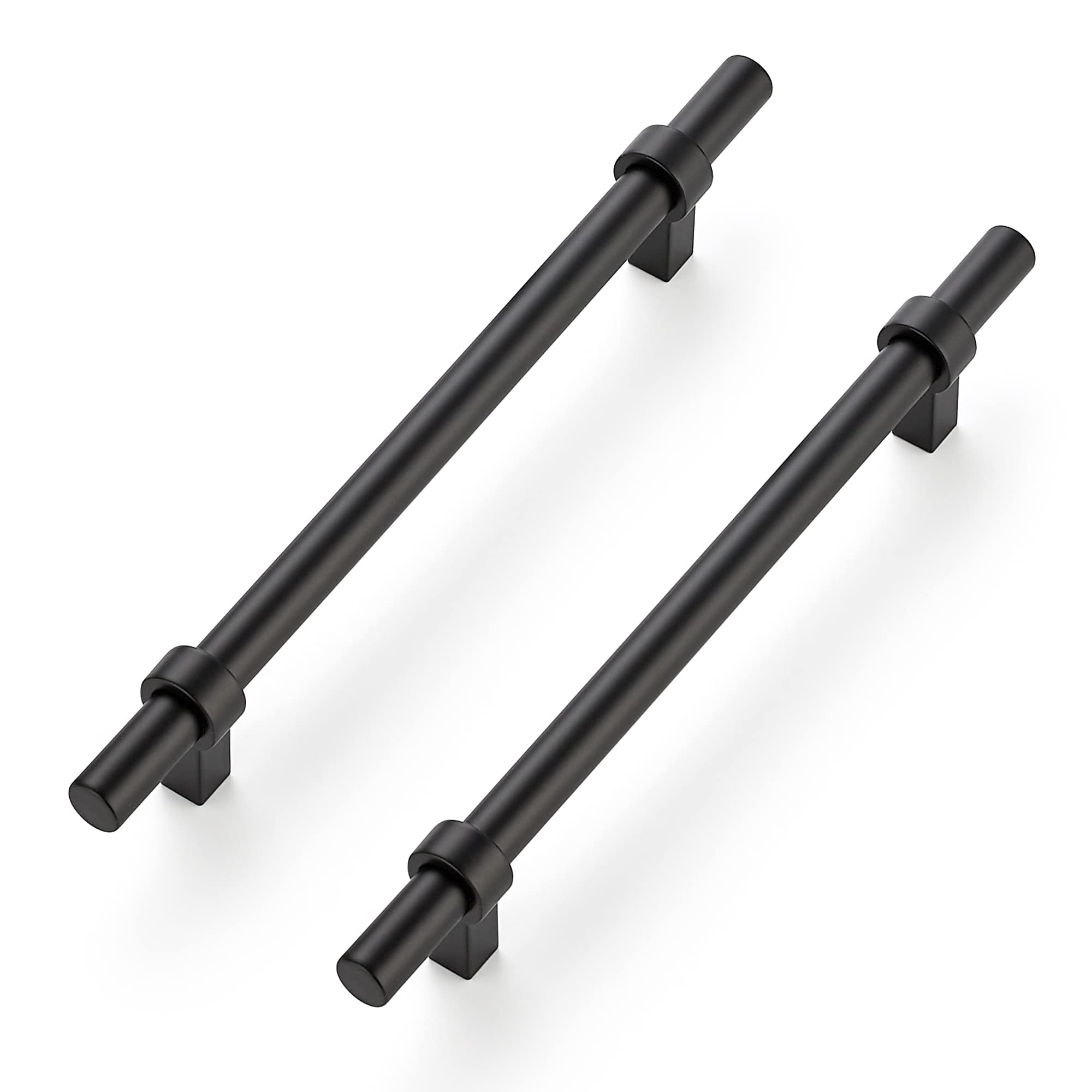Photo 1 of Ravinte 5 Pack 8-13/16 Inch Cabinet Pulls Matte Black Kitchen Cabinet Hardware Cupboard Handles with Square Base 8-13/16" Length,6.3" Hole Center