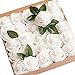 Ling's moment Artificial Flowers 50pcs Real Looking White Fake Roses w/Stem for DIY Wedding Bouquets Centerpieces Bridal Shower Party Home Decorations primary