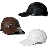3 Pack Leather Caps Genuine Lambskin Leather Hat Sports Visor Adjustable Strap