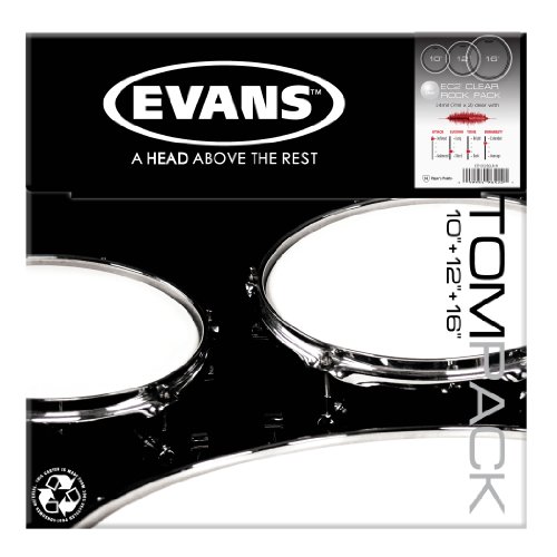 Evans Drum Heads - EC2S Clear Rock Tompack (10 inch, 12 inch, 16 inch)