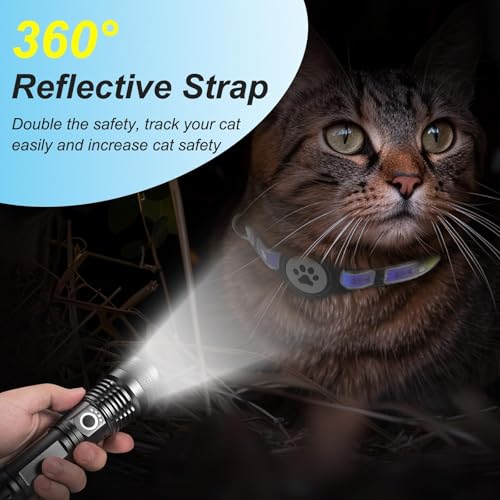 JIARUI Cat Tracker Collar - GPS Cat Tracker No Monthly Fee - Work with Apple Find My(Only iOS) - Reflective GPS Tracking Device for for Kittens and Puppies (1 Pack)