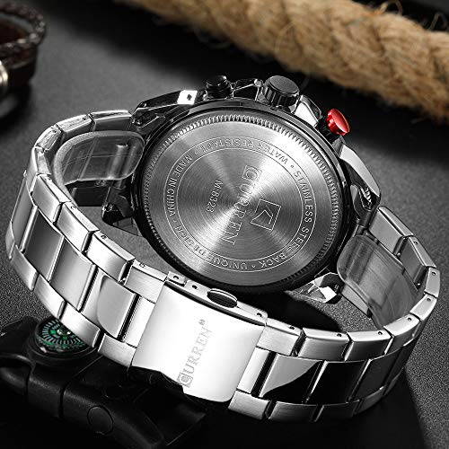 Curren 8323 - Reloj de pulsera para hombre con múltiples zonas horarias y calendario, color plateado - Imagen 7