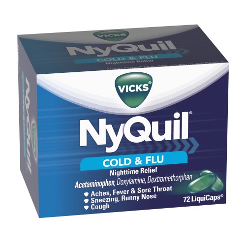 Vicks Nyquil Cold and Flu Relief LiquiCaps, 72 Count image