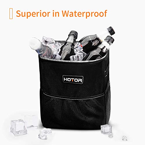 image for HOTOR Car Trash Can with Lid and Storage Pockets, 100% Leak-Proof Car 