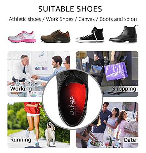 Dr. Foot\'s 3/4 Length Orthotic Insoles, High Arch Support Inserts for Flat Feet Plantar Fasciitis Over-Pronation and Foot Pain (Medium (Men\'s 6.5-8.5 / Women\'s 7.5-9.5))