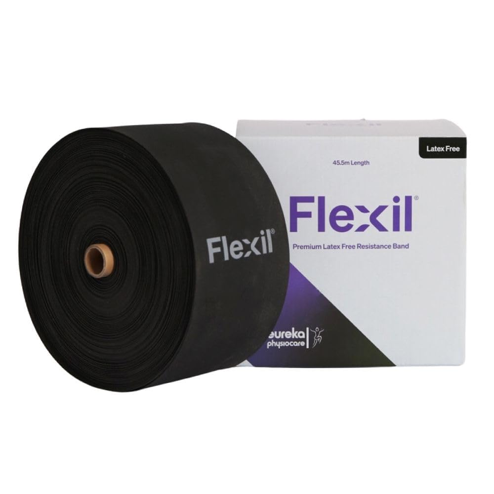 Flexil Resistance Band | 45.5M | Latex-Free | Black | XX-Heavy Strength | Home Gym Equipment | Strength Training and Physical Therapy - Tension Level XX-Heavy