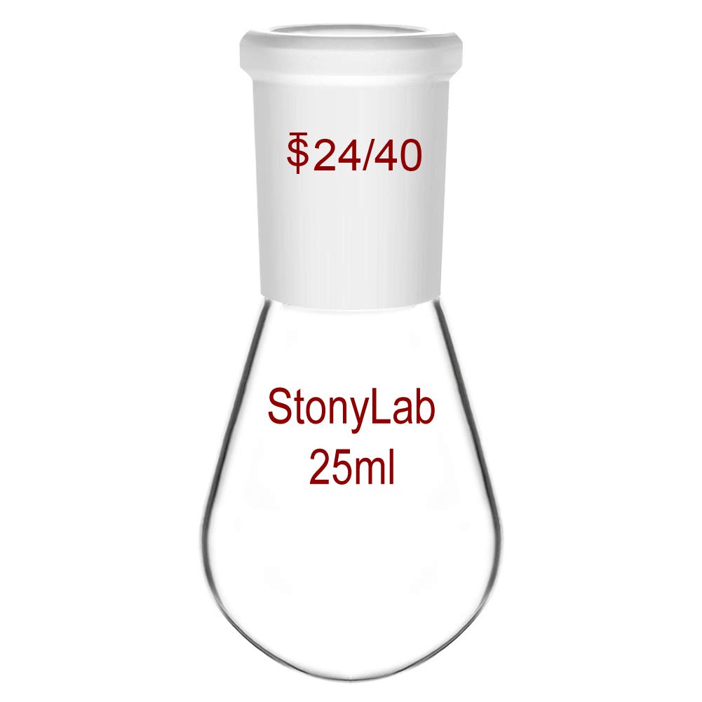 StonyLab Borosilicate Glass 25ml Heavy Wall Single Neck Recovery Flask Rotary Evaporator Flask, with 24/40 Outer Joint, 25 ml โ image 1