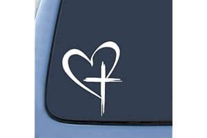 Bargain Max Decals Love Cross Sticker Decal Notebook Car Laptop 5.5" (White)