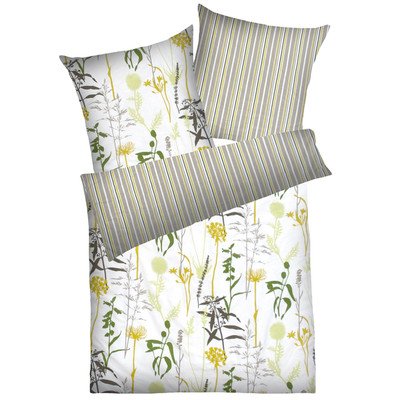 Dyckhoff 3094471300 Gräser Weichfrottierbettwäsche, RV Garnitur 155 x 200 cm und 80 x 80 cm Kissen, 300, grün