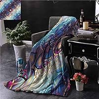 SSKJTC Lotus Bed Throw Blanket Double-Sided Printing Diagonal Gradient Lotus Sofa Camping Reading Car Travel W60 xL50