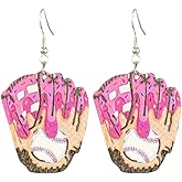 Funny Baseball Wood Dangle Earrings for Women Qute Sports Fans Sports Lover Baseball Game Day Earrings Fashion Charm Summer Beach Jewelry