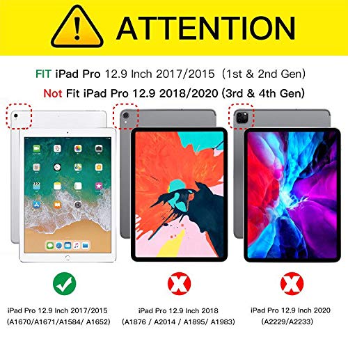 for iPad Pro 12.9 Inch Case 2017/2015 (Old Model,1st & 2nd Generation), Premium PU Leather Business Folio Cover with Auto Wake/Sleep, Document Card Slot, Multiple Viewing Angles,Brown