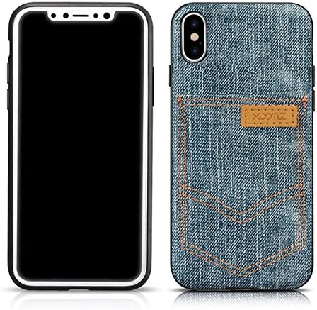 iPhone Ⅹ Case,iPhone 10 Case,Slim Classical Denim Pattern PU Back Case Cover with Card Slot for iPhone Ⅹ (iPhone Ⅹ, type 1)
