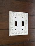 Double Light Switch Plate/Antique White or Pick Your Color/Shabby Chic Style/Fleur de Lis Design