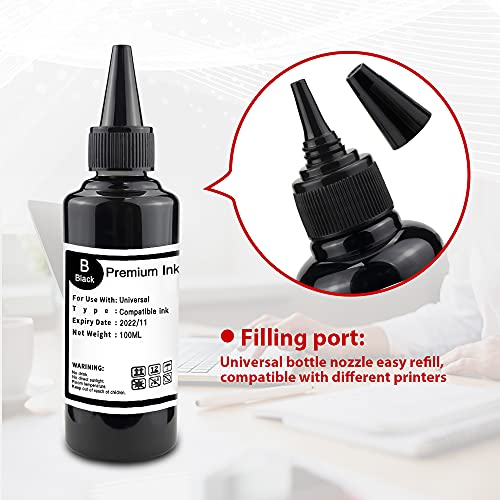 Exsun-Botellas-de-Tinta-Negra-Universales-Compatibles-de-100ml-para-el-Sistema-CISS-Cartucho-de-Tinta-Recargable-Funciona-con-Canon-HP-Epson-Brother-Lexmark-DELL-Ricoh-Kodark-2-Botellas
