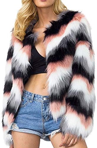 Faux Fur Coat Women Plus Size Winter Warm Contrast Color Parka Outerwear Jacket 2018 New