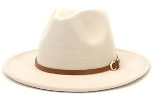 CCAKXCJJ Fedora Hats for Men Women Felt Jazz Hat Wide Brim Panama Hat with Belt Buckle